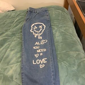 Smiley Face Graphic Pants